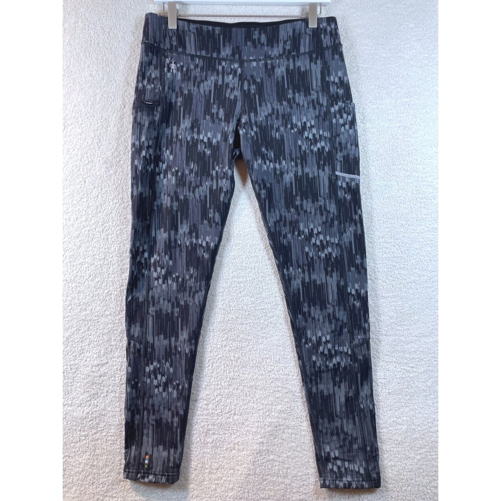 smartwool PhD printed tights merino wool blend base layer M black ice gorpcore